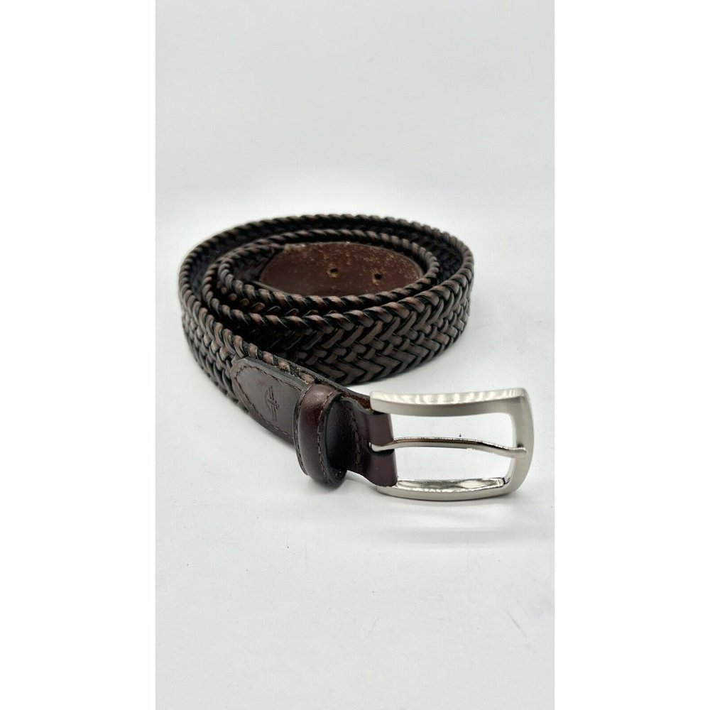 Brown Braided Genuine Leather Bonded Lacing Men Casual Belt 39”